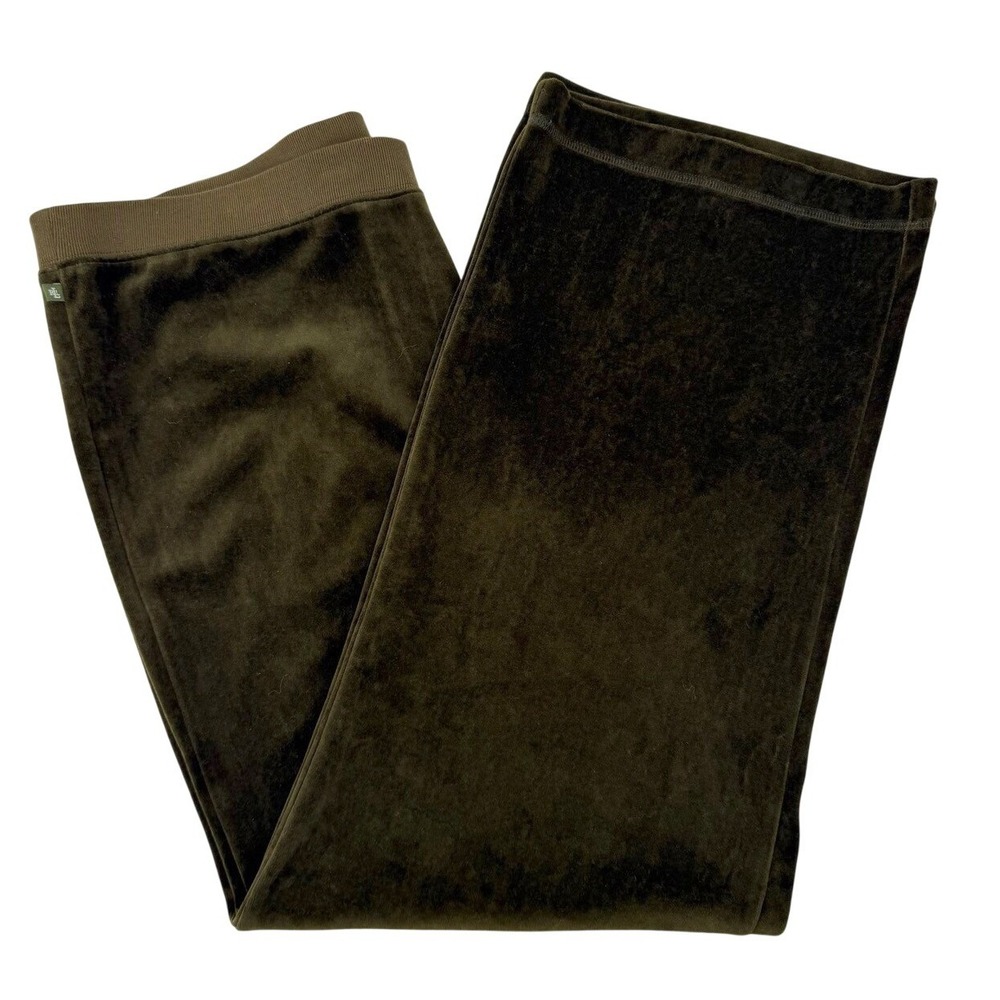 NEW Lauren Ralph Lauren Womens XL‎ Velour Jogger Pants Olive Green Minimalist